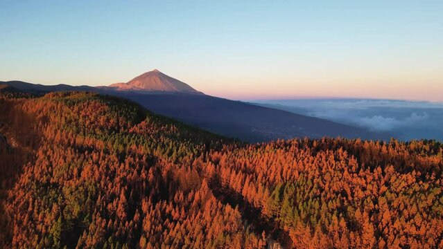 Teide peak at sunrise - Aerial shot - Tenerife