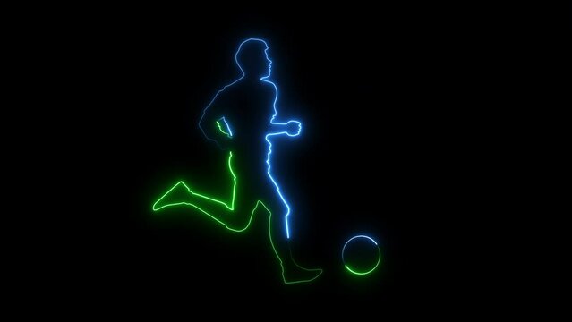 Neon Footballer Ball motion neon