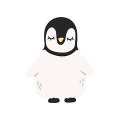 Cartoon penguin animal isolated on white. Cute character, vector zoo, wildlife poster.
