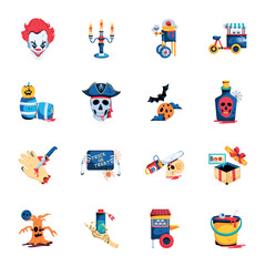 Fototapeta premium Modern Set of Spooky Flat Icons