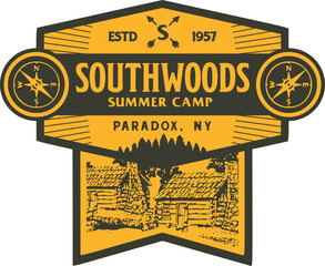 Vector badge design about summer camp.