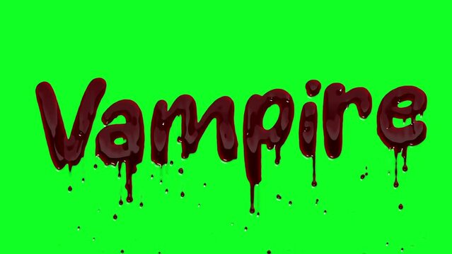 Bloody Vampire Logo Dripping in Blood on a Green Screen