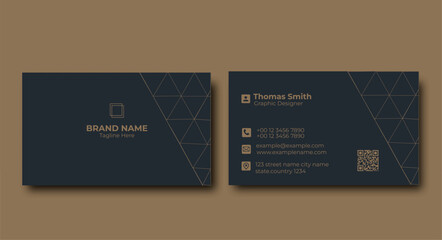 Set of black gold modern business card print templates. Personal visiting card with company logo. Vector illustration. Stationery design with simple modern luxury elegant abstract pattern