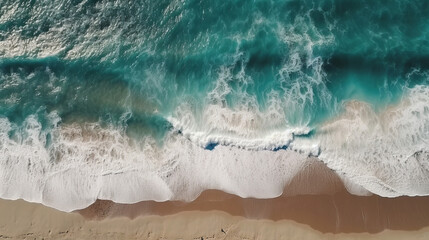 Fototapeta na wymiar Ocean and sea view from above. Waves aerial photography. Waves and seaside.
