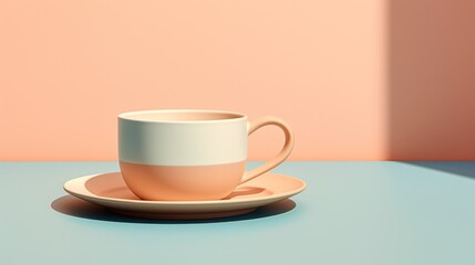  a cup of coffee sitting on top of a table next to a cup of coffee on top of a plate.