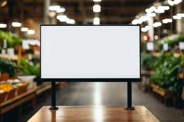 Blank price board Mock up advertising board in supermarket or restaurant