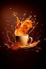 A cup of coffee splashing