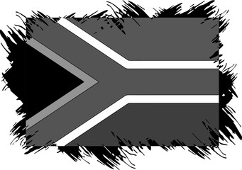 Black and white of South Africa Flag on Independence day