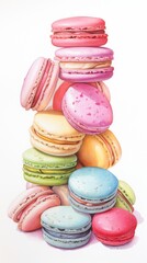 Fototapeta na wymiar A pile of colorful macarons sitting on top of each other