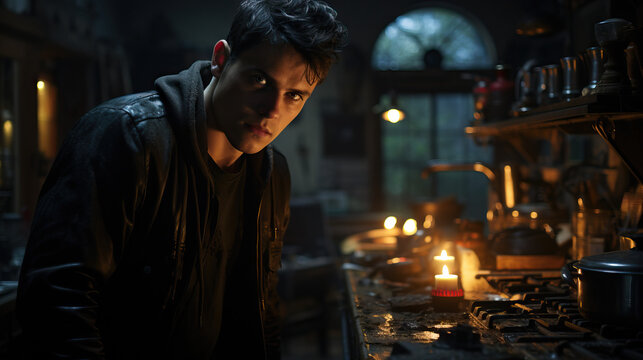 Home intruder looking sinister. Concept of Threat and Vulnerability