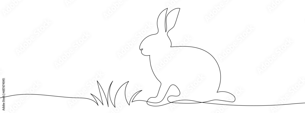 Poster continuous line drawing of rabbit. rabbit continuous line.
