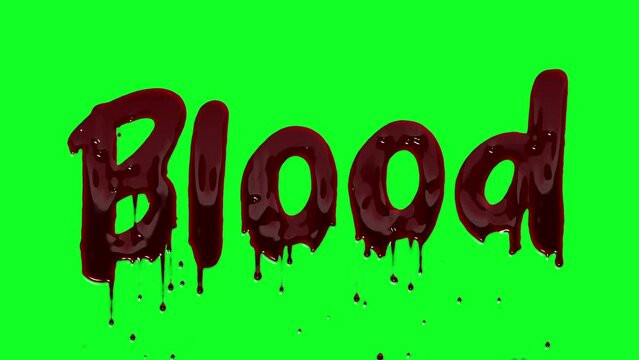 Blood Bloody Logo Dripping in Blood on a Green Screen