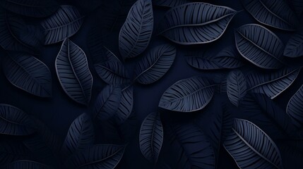 a dark blue background with leaves
