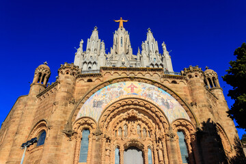 Expiatory Church of the Sacred Heart of Jesus on the summit of Mount Tibidabo in Barcelona, Catalonia, Spain
