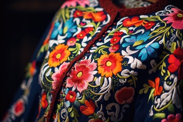 Obraz na płótnie Canvas Abstract Macro Textile Design with Vibrant Floral Pattern
