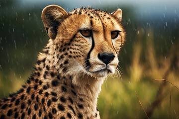 Leopard, Panthera pardus shortidgei, nature habitat, big wild cat in the nature habitat on the savannah. Wildlife nature. Africa wildlife. Close-up portrait.