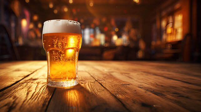 A glass of beer in close-up