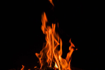 Flame of fire on the black background
