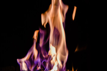 Flame of fire on the black background