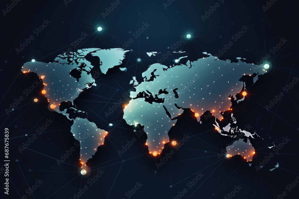 Aufkleber a map of the world on a dark background. suitable for various uses