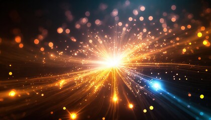 Obraz premium Glowing Energy. Abstract Background of Bursting Light and Particles