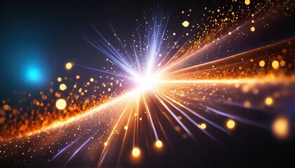  Glowing Energy. Abstract Background of Bursting Light and Particles