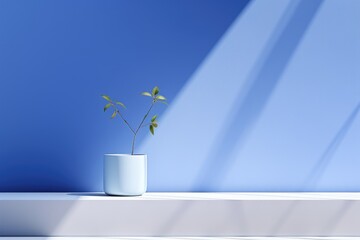 A white vase with a plant placed on a ledge. Suitable for home decor or interior design projects