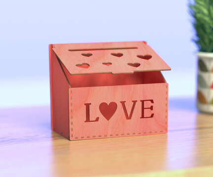 Mailbox for Valentine's day laser cut files wooden gift
