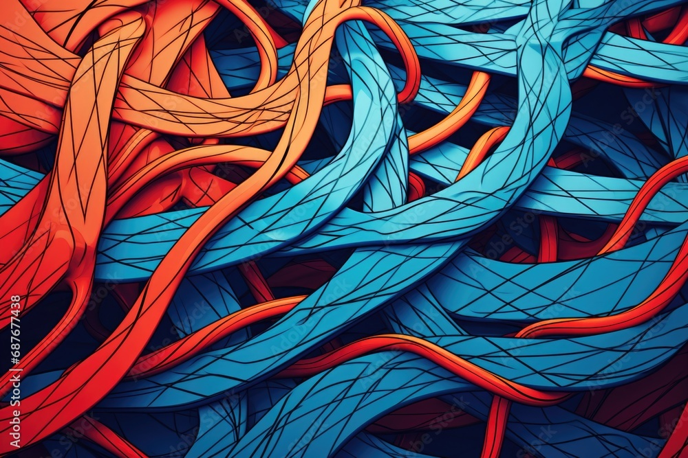 Poster a close-up view of a bunch of different colored wires. this versatile image can be used to represent