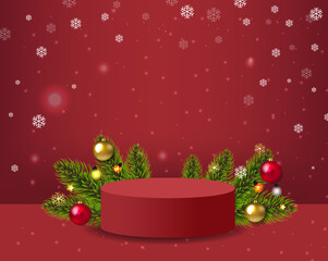 christmas background with boxes and balls