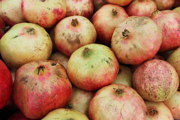 healthy food natural background with pomegranates