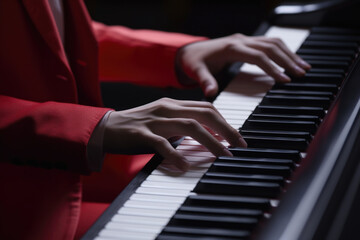 Fototapeta premium Close up of person playing piano. Suitable for music-related projects.