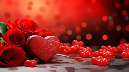 Red valentine background with gift boxes