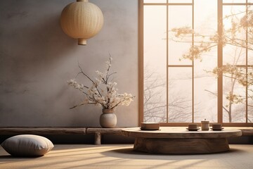 The interior is in Japanese style. A place to meditate. zen style living room.