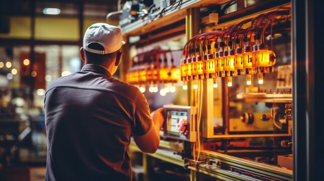 A bartender pouring a cold beer from the tap into a glass at a bar, creating a vibrant scene of socializing, nightlife, and beverage service in a pub or restaurant setting