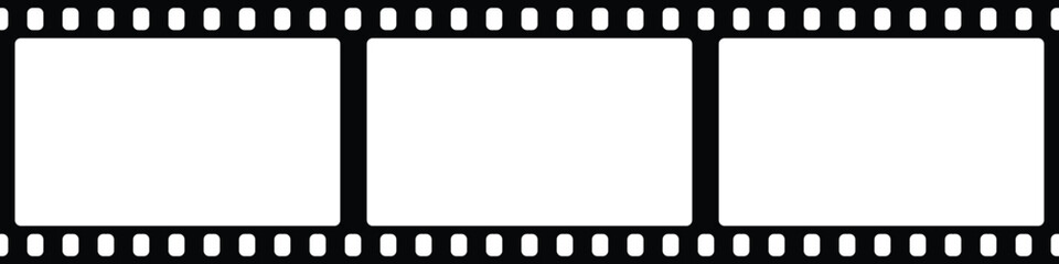 Old retro grunge film long strip, vintage filmstrip roll frame, photo background. Video recording. Movie filmstrip overlay, cinema, photograph camera strips, transparent screen. Vector illustration. - obrazy, fototapety, plakaty
