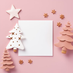 Fototapeta na wymiar Pink Christmas New Year Template Blank for promotions on social media