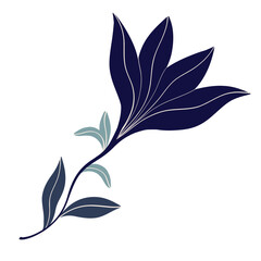 Elegant flower in Asian style. Cartoon illustration of flower