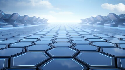 Naklejka premium a futuristic white floor with hexagons in the background