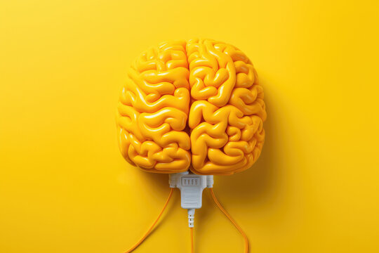 Premium Photo  3d rendering yellow human brain on yellow background