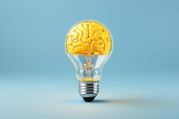 A light bulb with a brain inside, representing intelligence and innovation. Can be used to illustrate creativity, ideas, and problem-solving