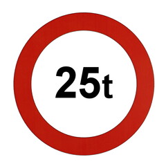 Illustration des Straßenverkehrszeichens "Maximal zulässiges Gesamtgewicht 25t"