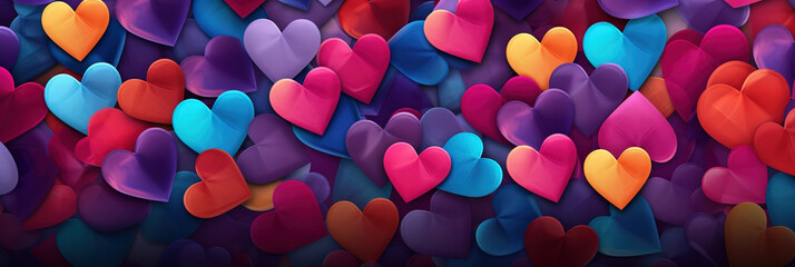 Multicolored hearts background - obrazy, fototapety, plakaty