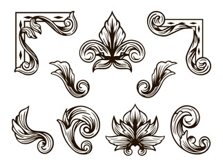 Hand drawn gothic frame and borders ornament collection