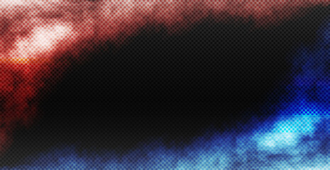 Intriguing vector illustration of blue and red smoke overlay effect diagonally positioned on a black background