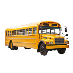 Classic Yellow School Bus. Isolated on a Transparent Background. Cutout PNG.