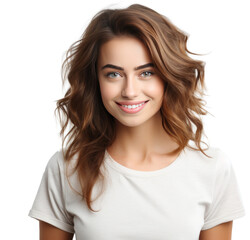 Fototapeta premium a smiling young women in a gray shirt