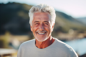 A man with gray hair and a mustache smiles for the camera