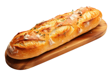 a french baked bread on a white background,