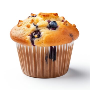blueberry muffin on white background